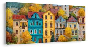 Quadro su tela – Case colorate in autunno