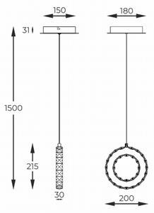 Zuma Line MD3713-1-3GT - Lampadario LED dimmerabile a sospensione con cavo GIRONA LED/10W/230V, oro