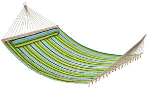 VivaGarden Amaca da Giardino Matrimoniale 400x140 cm in Cotone con Cuscino colore Verde/Azzurro