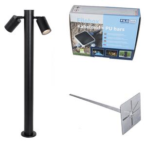 Lampada da esterno a stelo nera 80 cm IP44 orientabile 2 luci - Duo