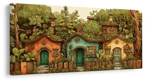 Quadro su tela – Casette rustiche e verde