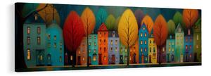 Quadro su tela – Case e alberi colorati