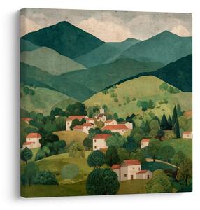 Quadro su tela – Colline verdi e case