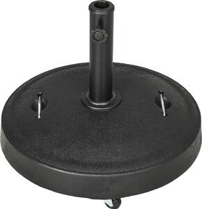 VivaGarden Base per Ombrellone da 23.5kg con 2 Manovelle e Rotelle in Resina e Acciaio 53x41 cm colore Nero