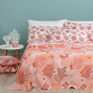 Copriletto Non Trapuntato In Cotone Piquet Coral Singolo Caleffi Coral Beach Corallo Caleffi