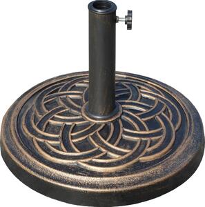 VivaGarden Base per Ombrellone Rotonda da 12kg in Resina con Decorazione per Pali da 38mm e 48mm 45x33cm Bronzo