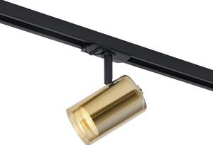 Faretto moderno oro con vetro ambrato per sistema di illuminazione a binario monofase - Iconic Lloyd