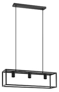 Lampadario Industriale Eldrick nero in metallo, D. 20 cm, L. 70 cm, 3 luci, INSPIRE