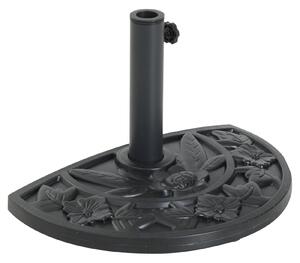 VivaGarden Base per Ombrellone Semicircolare da 9 kg in HDPE Cemento e Metallo con Motivi Floreali 50x32x32 cm Nero