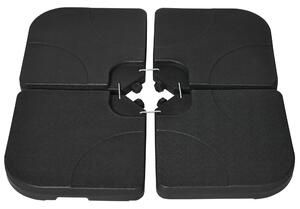 VivaGarden Base per Ombrellone Set 4 Pezzi in HDPE Riempibile con Acqua o Sabbia 104x104x7.5 cm colore Nero