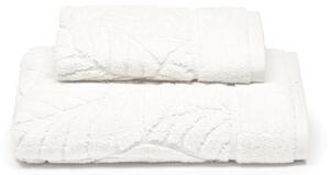 Asciugamano Con Ospite In Cotone Foglie Standard Primanatura Tinta Unita Panna Caleffi
