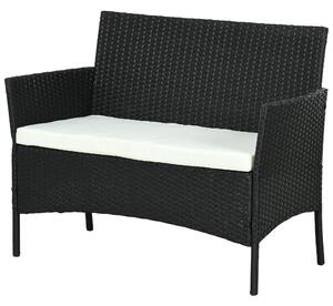 VivaGarden Divano da Esterno 2 Posti con Cuscini in Rattan PE 100x54x80 cm colore Nero