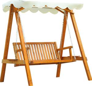 VivaGarden Dondolo da Giardino 2 Posti con Tettuccio Parasole in Legno Dimensioni 162x130x185 cm colore Crema