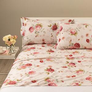 Completo Letto Matrimoniale In Microfibra Morbida Fantasia Rose Rosa – 240x270, 180x200+25, 2 Federe 52x82