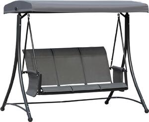 VivaGarden Dondolo da Giardino 3 Posti con Tettuccio Parasole in Acciaio Dimensioni 196x128x172 cm colore Grigio Scuro