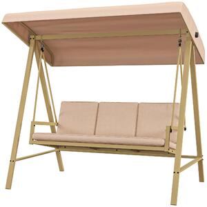 VivaGarden Dondolo da Giardino 3 Posti con Tettuccio Parasole in Acciaio e Textilene Dimensioni 200x125x175 cm colore Beige