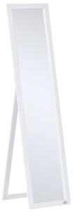 HOMCOM Specchio a Figura Intera con Supporto Richiudibile e Fori Per Montaggio, in Legno e Vetro, 37x37x154 cm, Bianco