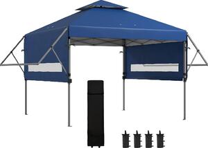 VivaGarden Gazebo da Giardino 5x3 mt Pieghevole con Pareti Estensibili + Borsa con Ruote colore Blu