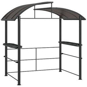 VivaGarden Gazebo da Giardino per Barbecue con Tetto e 2 Ripiani Portaoggetti in Metallo e PC 240x150x230 cm colore Grigio Scuro