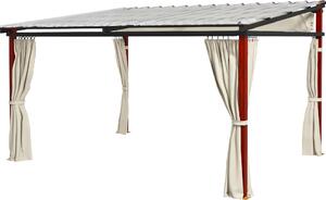 VivaGarden Pergola da Esterno in Alluminio 3,45x3x2,15-2,55 mt con Tende Laterali colore Crema