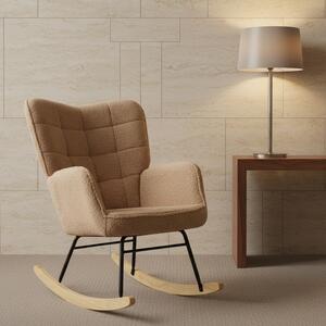 DecHome Poltrona a Dondolo Stile Scandinavo in Tessuto Boucl 71x98x101 cm colore Marrone