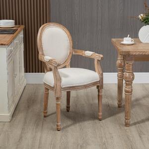 DecHome Poltrona Classica in Tessuto Dimensioni 56x54x96 cm colore Bianco Crema
