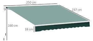 Outsunny Tenda da Sole Avvolgibile Manuale Esterno Tessuto di Poliestere 2.5 × 2m Verde