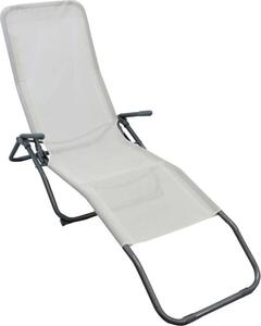 VivaGarden Sdraio da Giardino Chaise Longue con Poggiagambe in Acciaio e Textilene Dimensioni 143x59x97h cm colore Bianco - Smith