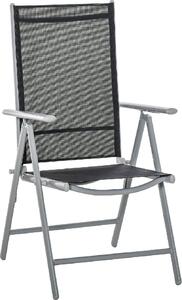 VivaGarden Sdraio da Giardino Pieghevole Schienale Reclinabile in Alluminio Dimensioni 65x55x107 cm colore Nero Argento