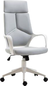 DecHome Sedia Ergonomica con Ruote Braccioli e Poggiatesta in Tessuto Mesh colore Grigio/Bianco