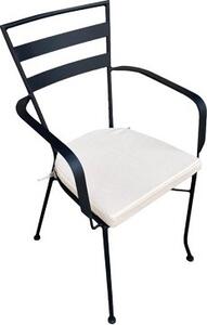 GDLC Sedia per Esterni con Cuscino in Acciaio con Braccioli Dimensioni 52,5x50x90 cm colore Nero - Indie