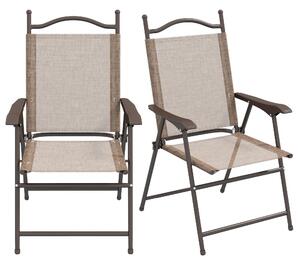 VivaGarden Sedie per Esterni Pieghevole Set 2 Sedie da Giardino in Tessuto Traspirante colore Marrone