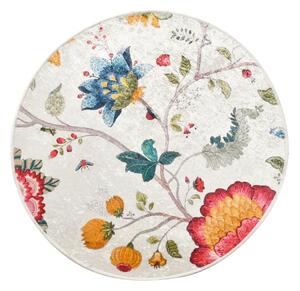 Tappetino per il bagno grigio in velluto ø 140 cm Vintage Flower – Foutastic