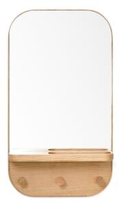 Specchio da parete con appendino e ripiano in legno di quercia Butler, 41 x 73,5 cm Silent - Wireworks