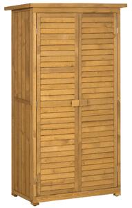 Outsunny Casetta in Legno da Giardino con Tetto Impermeabile, Armadio da Esterno Porta Attrezzi da Giardino con 3 Mensole, 87x46.5x160cm