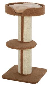 PawHut Tiragraffi ad Albero per Gatti con Cuccia, Cuscino e Morbido Rivestimento Marrone, Pali in Corda Sisal, Altezza 91cm|Aosom