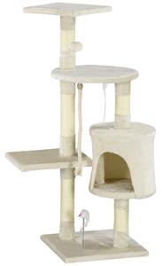 PawHut Albero Tiragraffi per Gatto, Tiragraffi per Gatto con Cucce e Piattaforma Gioco Giocattolo, beige, 75x40x112cm|Aosom