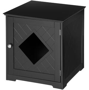 PawHut Lettiera per Gatti con Porta Magnetica e Piano d'appoggio, in MDF e Truciolato, 48.5x53x51.5 cm, Nera|Aosom