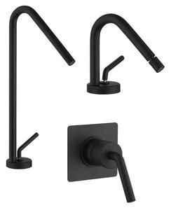 Set miscelatori lavabo alto bidet e incasso doccia nero opaco Lumos di Jacuzzi Rubinetteria