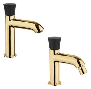 Coppia rubinetti lavabo e bidet oro spazzolato Jacuzzi serie Illumina per piletta click clack