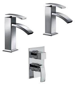 Set miscelatori lavabo + bidet + incasso doccia con deviatore Jacuzzi | rubinetteria Glint per piletta click clack