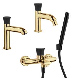 Set miscelatori oro spazzolato lavabo bidet e gruppo vasca serie Illumina di Jacuzzi Rubinetteria