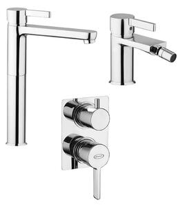 Set miscelatori Fiamma lavabo alto bidet e doccia incasso con deviatore Jacuzzi Rubinetteria