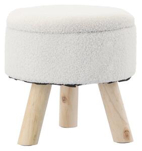 Sgabello bianco con gambe in legno 30 x 28 cm