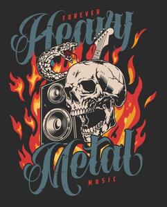 Illustrazione Heavy metal vintage colorful flyer, IMOGI