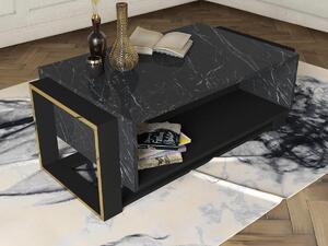 Tavolino con 1 nicchia Effetto marmo Nero e Dorato - COMEBI