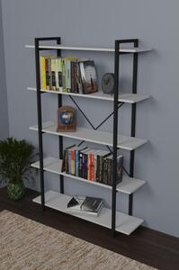 Libreria 5 Ripiani Stile Industrial 120x34x180 Jonah Bianca