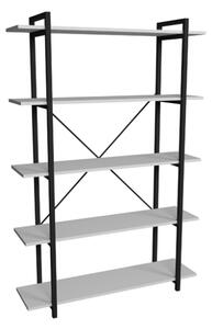 Libreria 5 Ripiani Stile Industrial 120x34x180 Jonah Bianca