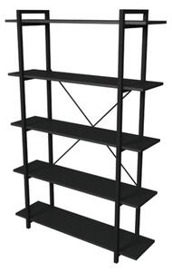 Libreria 5 Ripiani Stile Industrial 120x34x180 Jonah Antracite