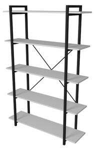 Libreria 5 Ripiani Stile Industrial 120x34x180 Jonah Bianca
